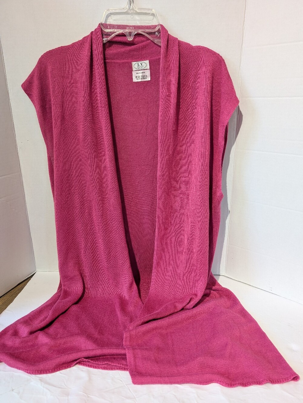 Lexi York 100% Bamboo Open-Front Sleeveless Cardigan Vest - Hot Pink Fuschia OS
